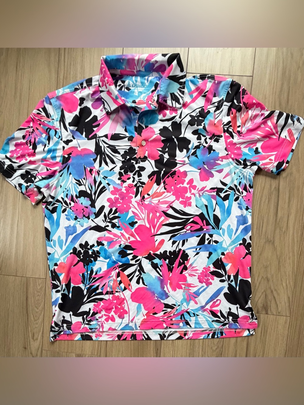 Chubbies Floral Bloom Slammer Print Performance Polo Tropical Sz Small
